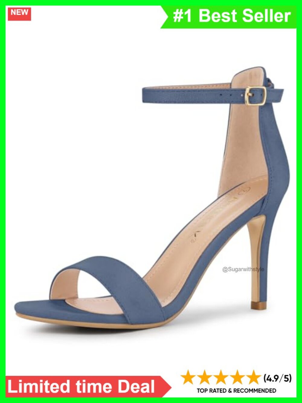 Faux Suede Ankle Strap Stiletto High Heel Open Toe Sandals